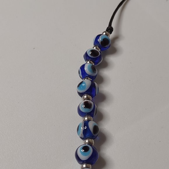 Weird Blue Eyeball Bead Adjustable Length Necklace With Letter M Pendant - Picture 7 of 11